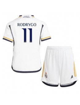 Real Madrid Rodrygo Goes #11 Replika Hemmakläder Barn 2023-24 Kortärmad (+ byxor)